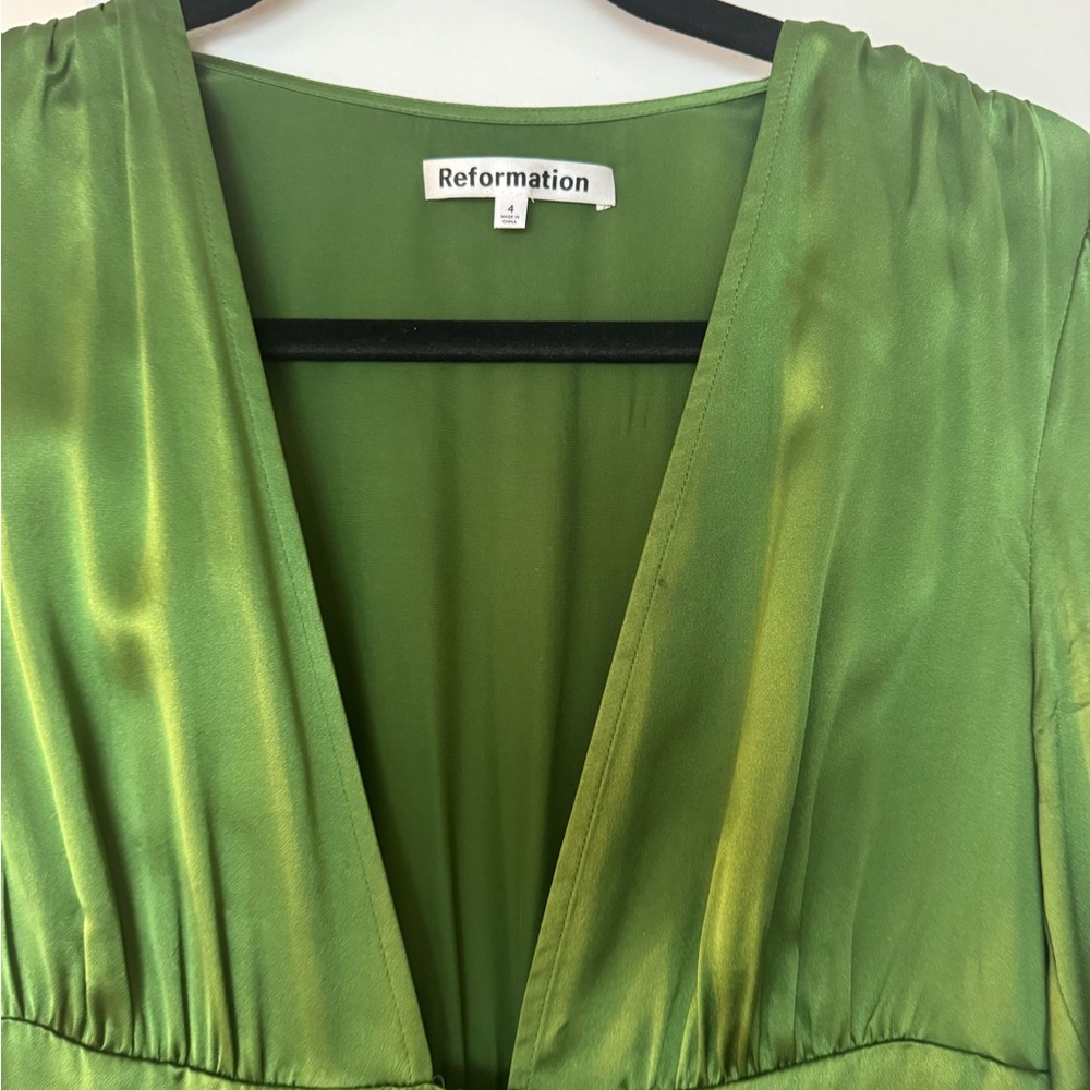 Reformation Deep Green Long Sleeve Dress - Picture 2 of 7